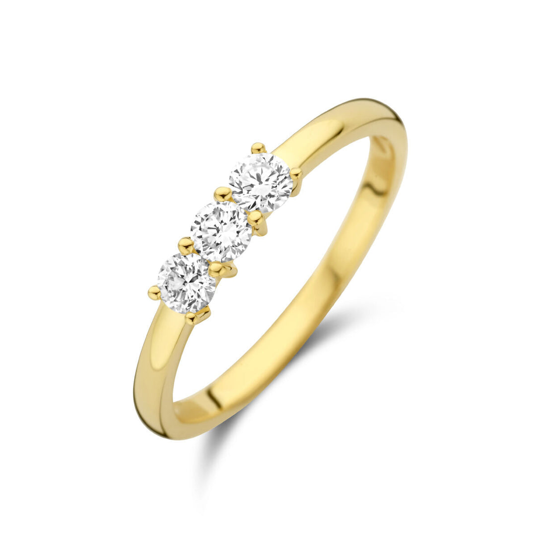 ring trilogie diamant 0.30ct h si 14K geelgoud