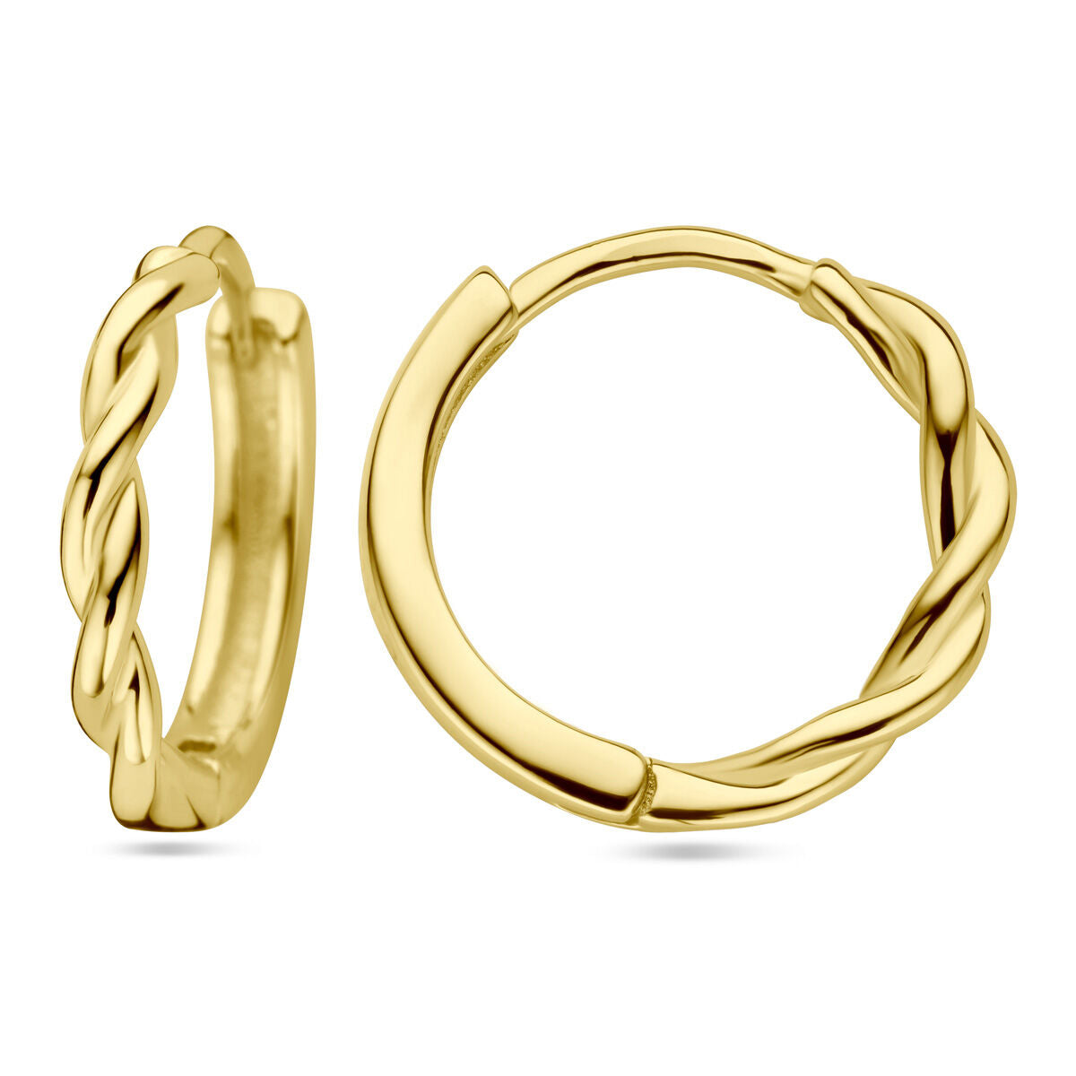 drop earrings twisted tube 1 micron silver gold plated (yellow)