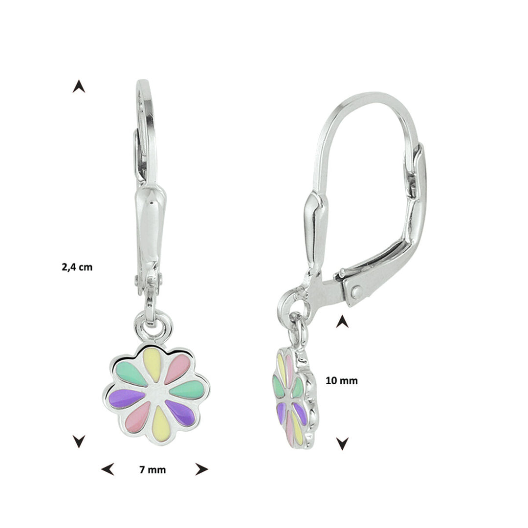 earrings flower brisur hook silver rhodium plated