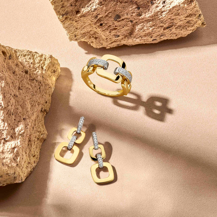 Ring-Gliederdiamant 0,11 ct h si 14K Bicolor-Gold gelb/weiß