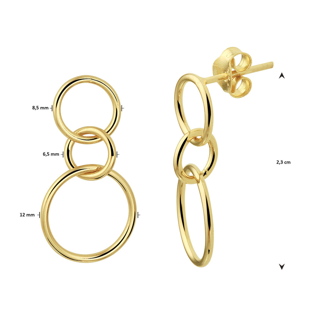 runde Ohrringe 1 Mikron Silber vergoldet (gelb)