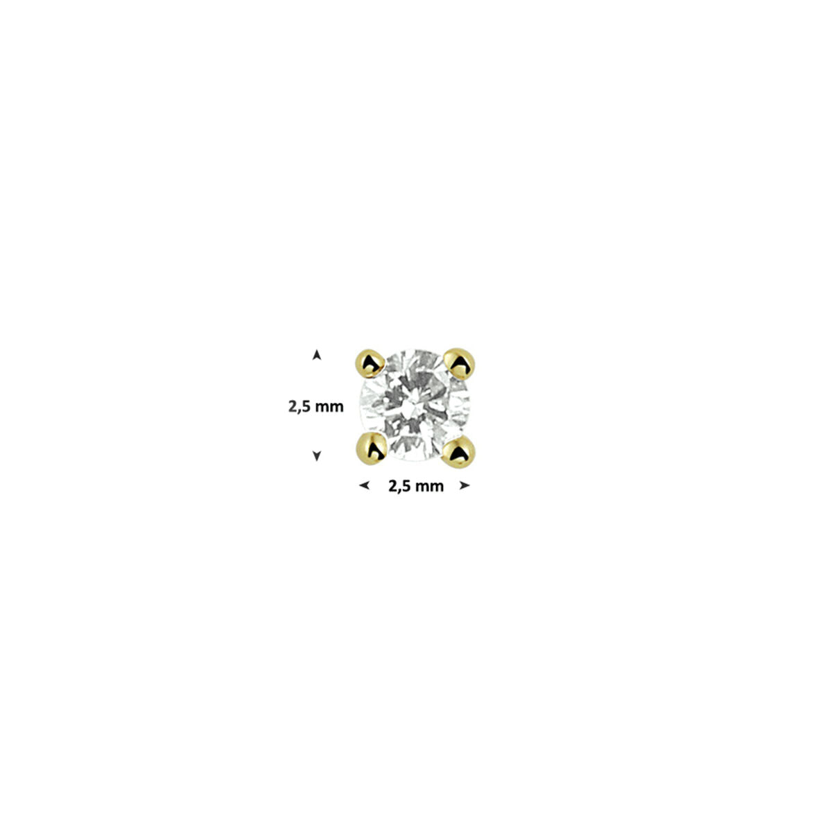 oorknop diamant 0.05ct h si per stuk 14K geelgoud