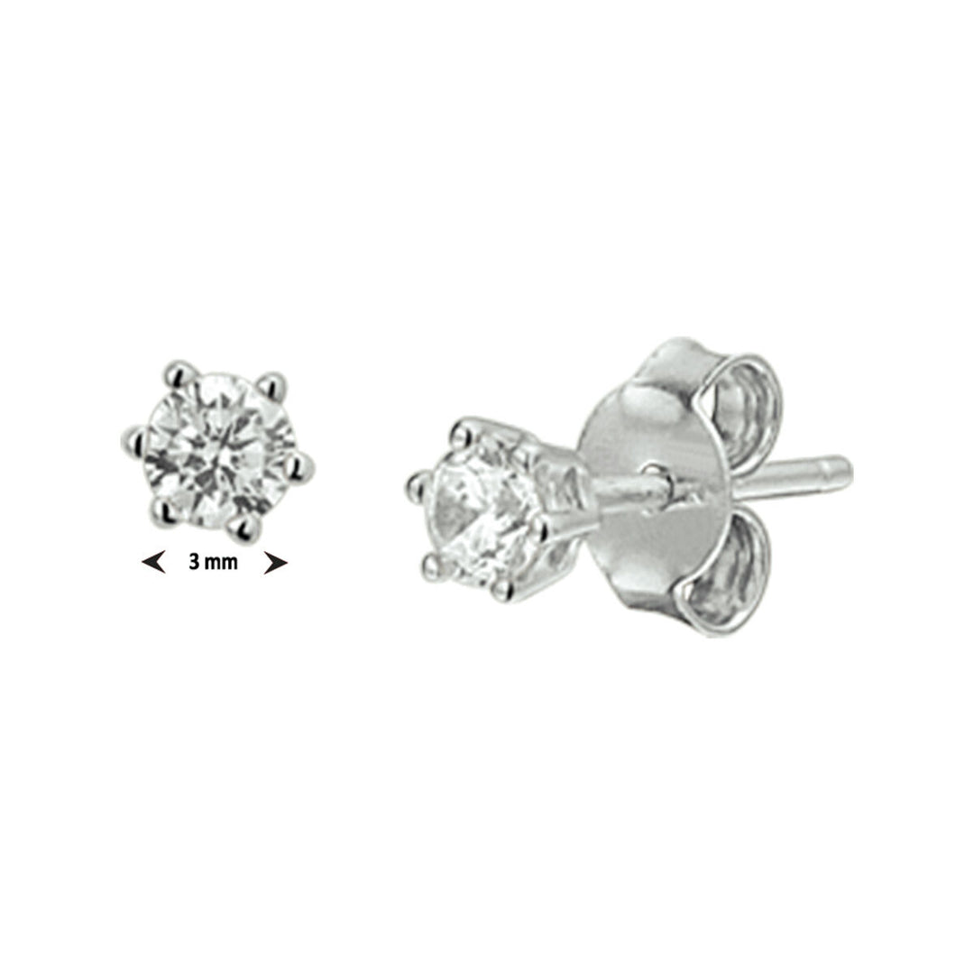 ear studs zirconia silver rhodium plated