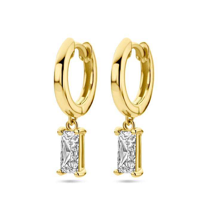 drop earrings zirconia 14K yellow gold