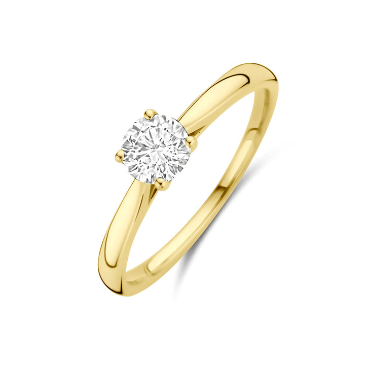 14k Geelgouden damesring met 0.50ct lab grown diamant