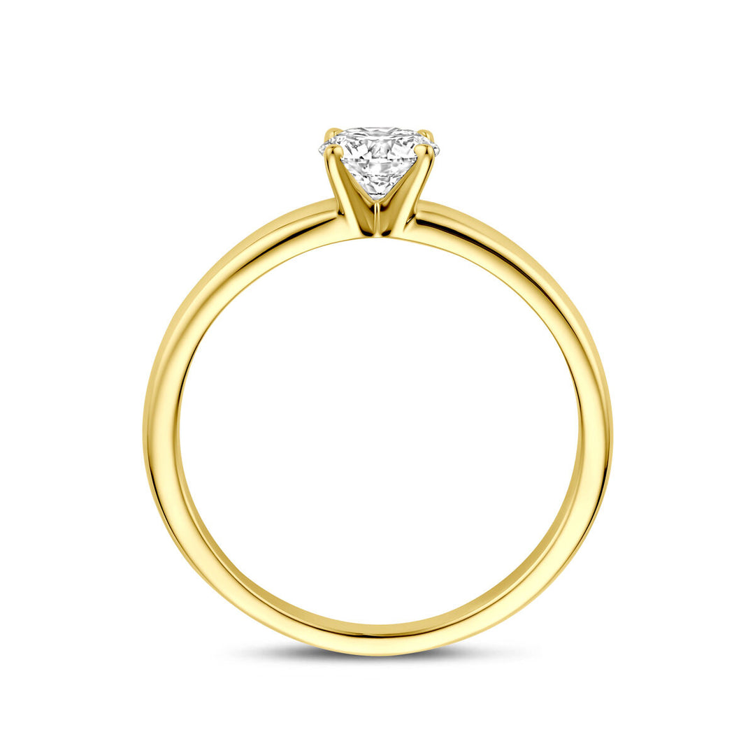 Gouden damesring met lab grown diamant – 14k geelgoud