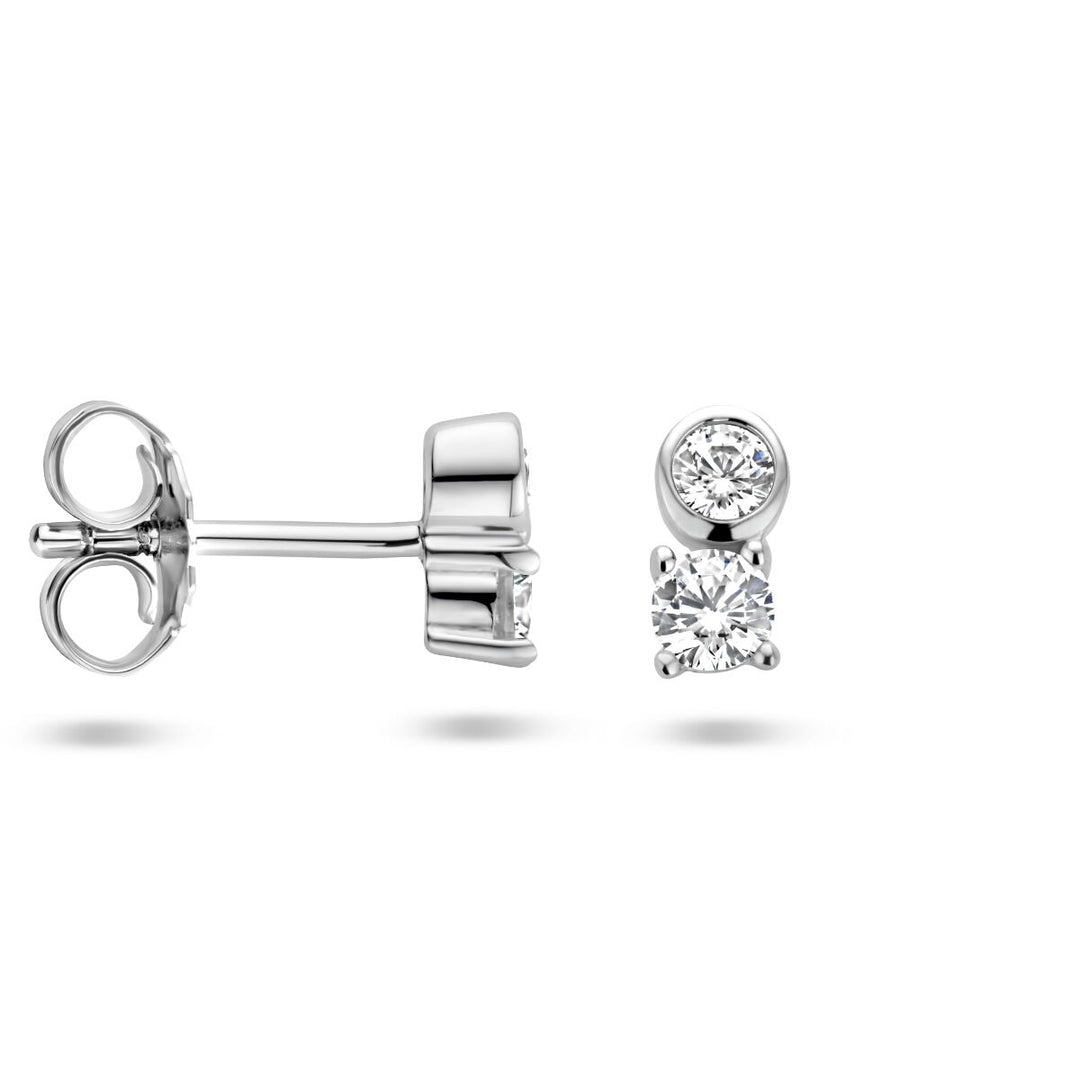 ear studs zirconia silver rhodium plated