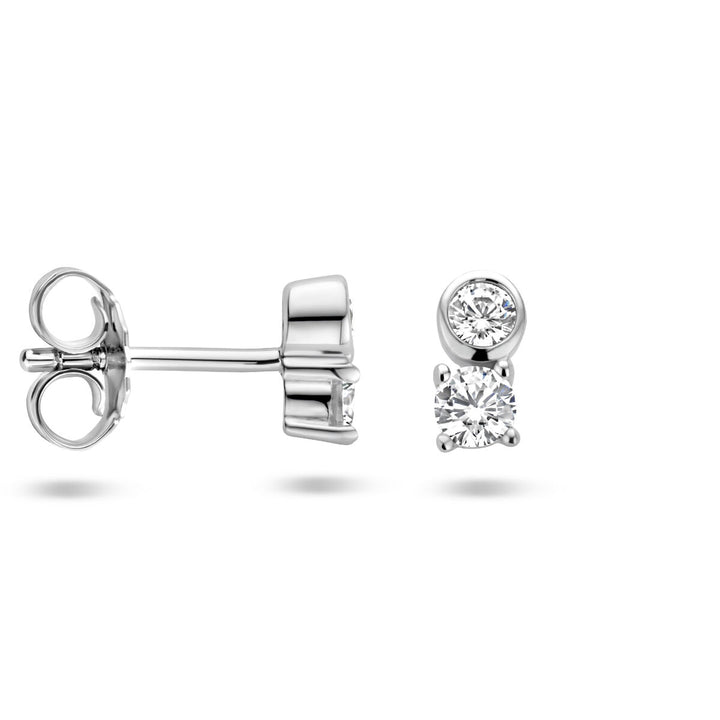 ear studs zirconia silver rhodium plated