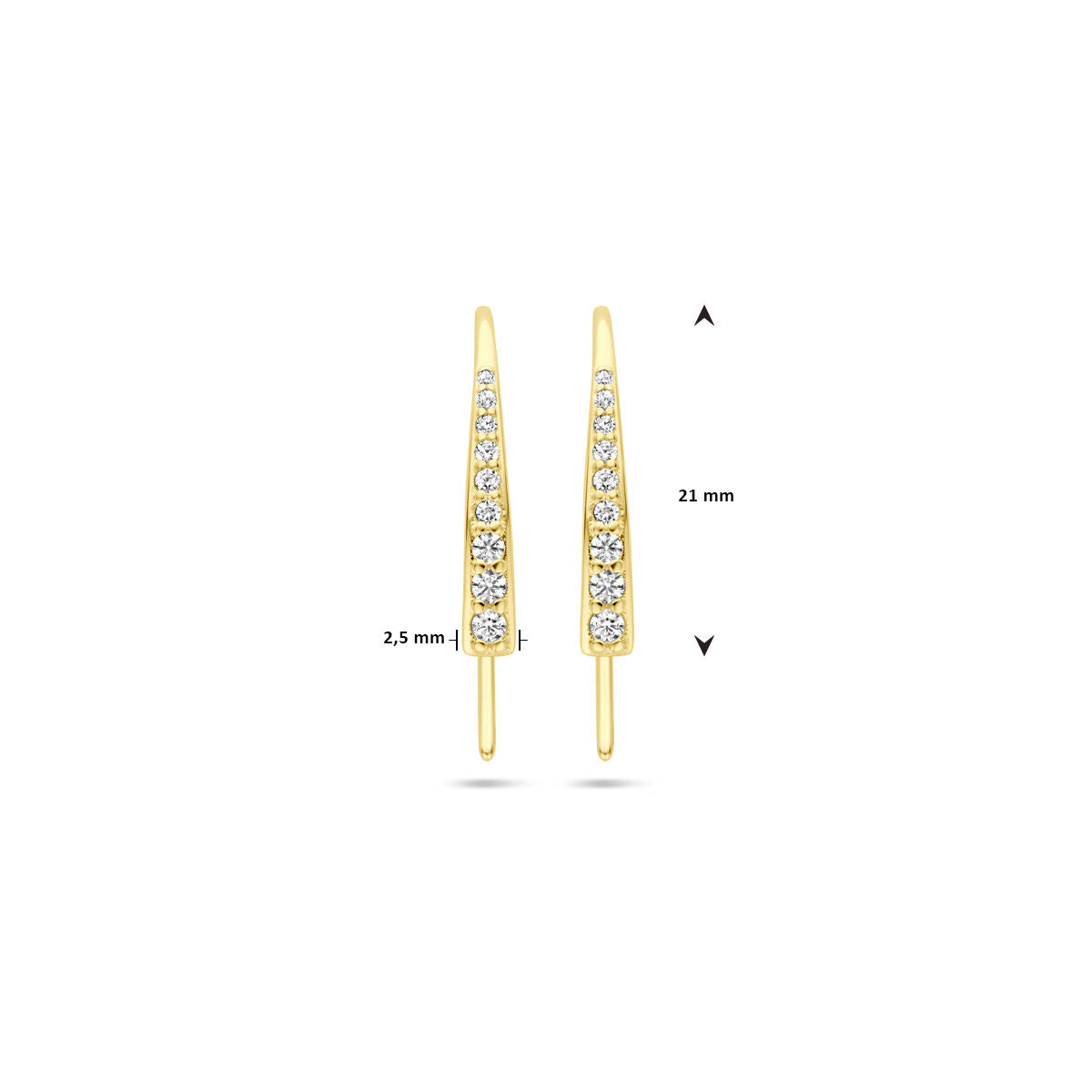 oorhaak 21 mm 14K geelgoud