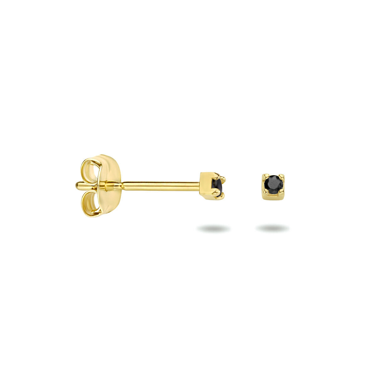 ear studs black zirconia 14K yellow gold