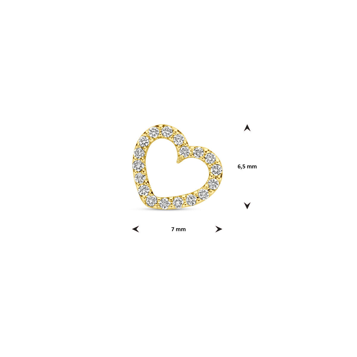 hanger hartje diamant 0.05ct h si 6,5 mm 14K geelgoud