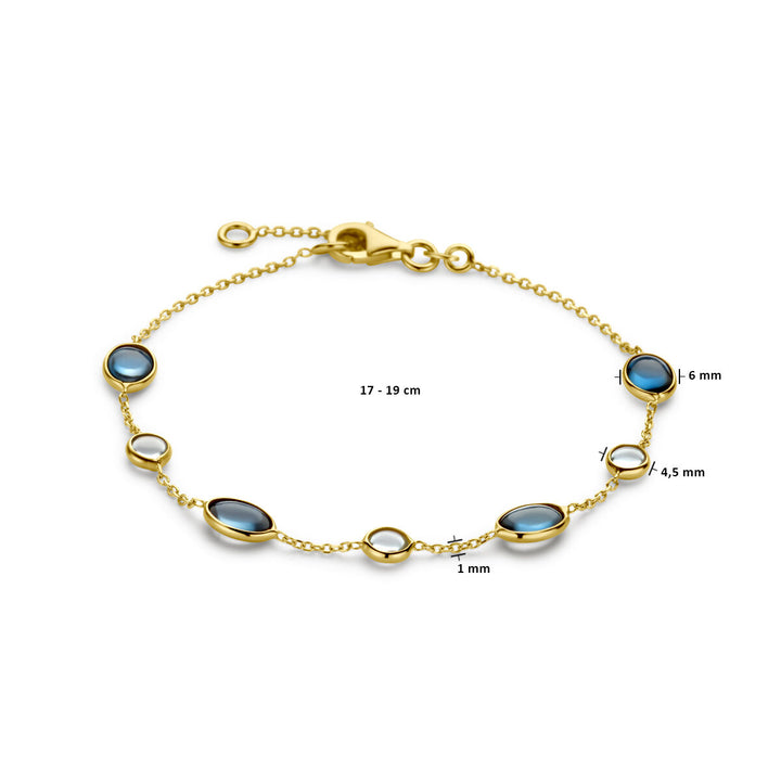 Gouden armband dames london blue en blauw topaas 14K
