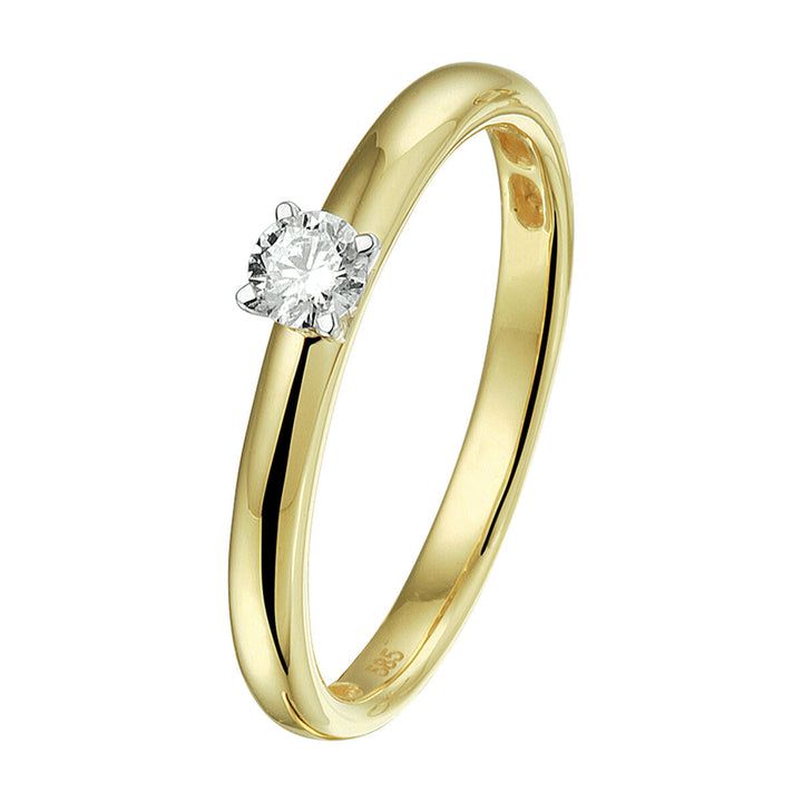 ring diamond 0.15ct h si 14K bicolor gold yellow/white