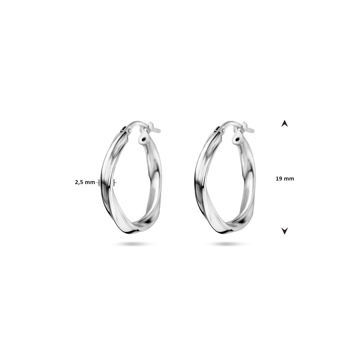 oorringen gedraaid 2,0 mm zilver gerhodineerd