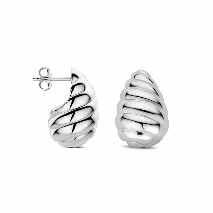 oorknoppen druppel gedraaid 20 mm zilver gerhodineerd