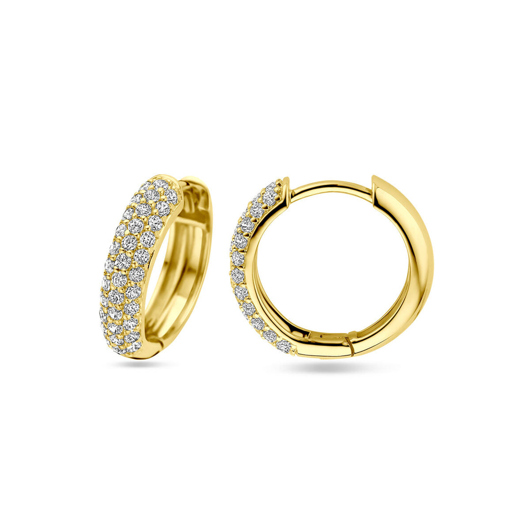 klapoorringen zirkonia 15,5 mm 1 micron zilver verguld (geel)