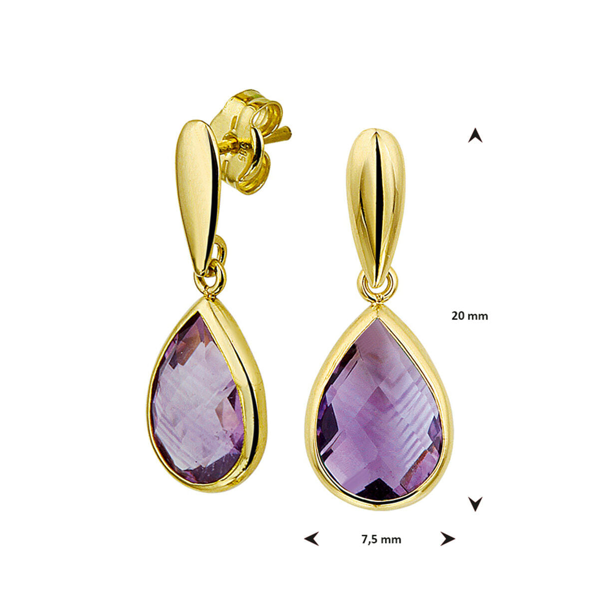 amethyst earrings 14K yellow gold