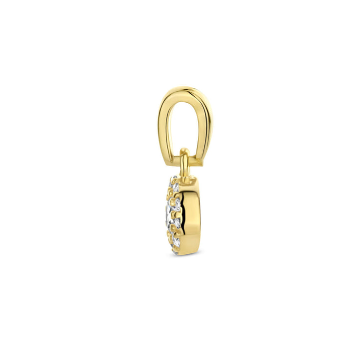 hanger zirkonia halo 14K geelgoud