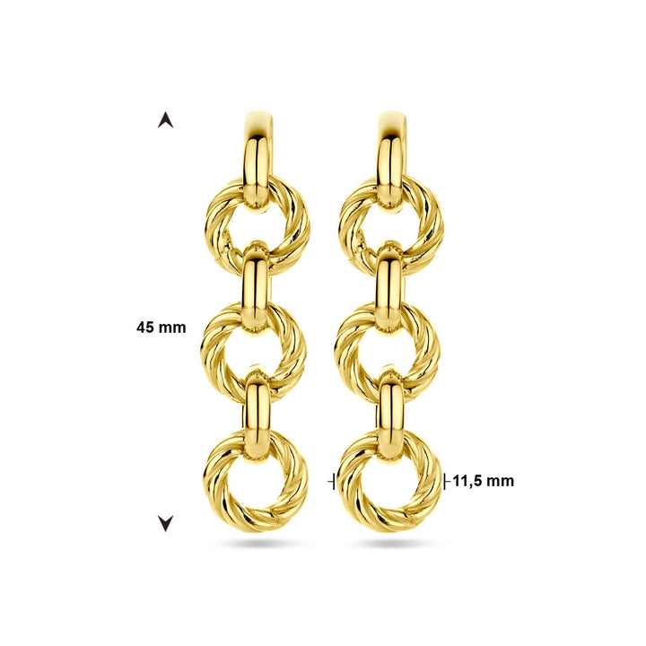 earrings circles twisted 1 micron silver gold plated (yellow)