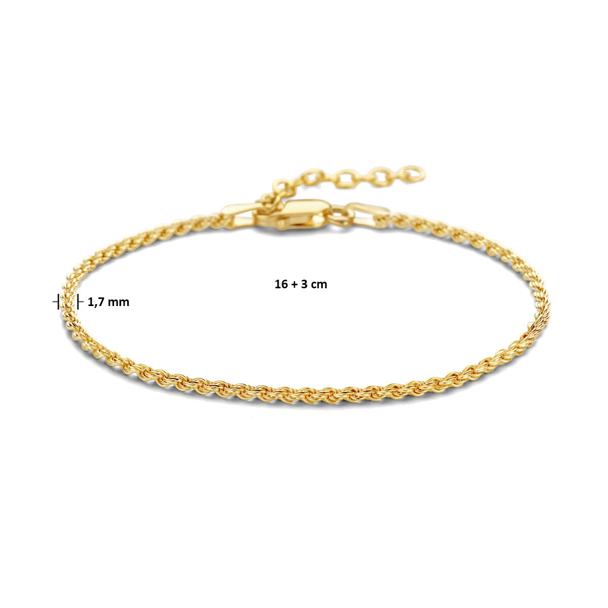 cord 1.7 mm 3 micron silver gold plated (yellow)