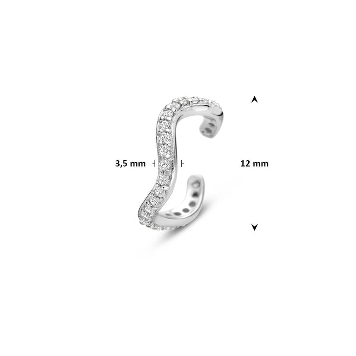 Zilveren ear cuff met zirkonia 925 gerhodineerd