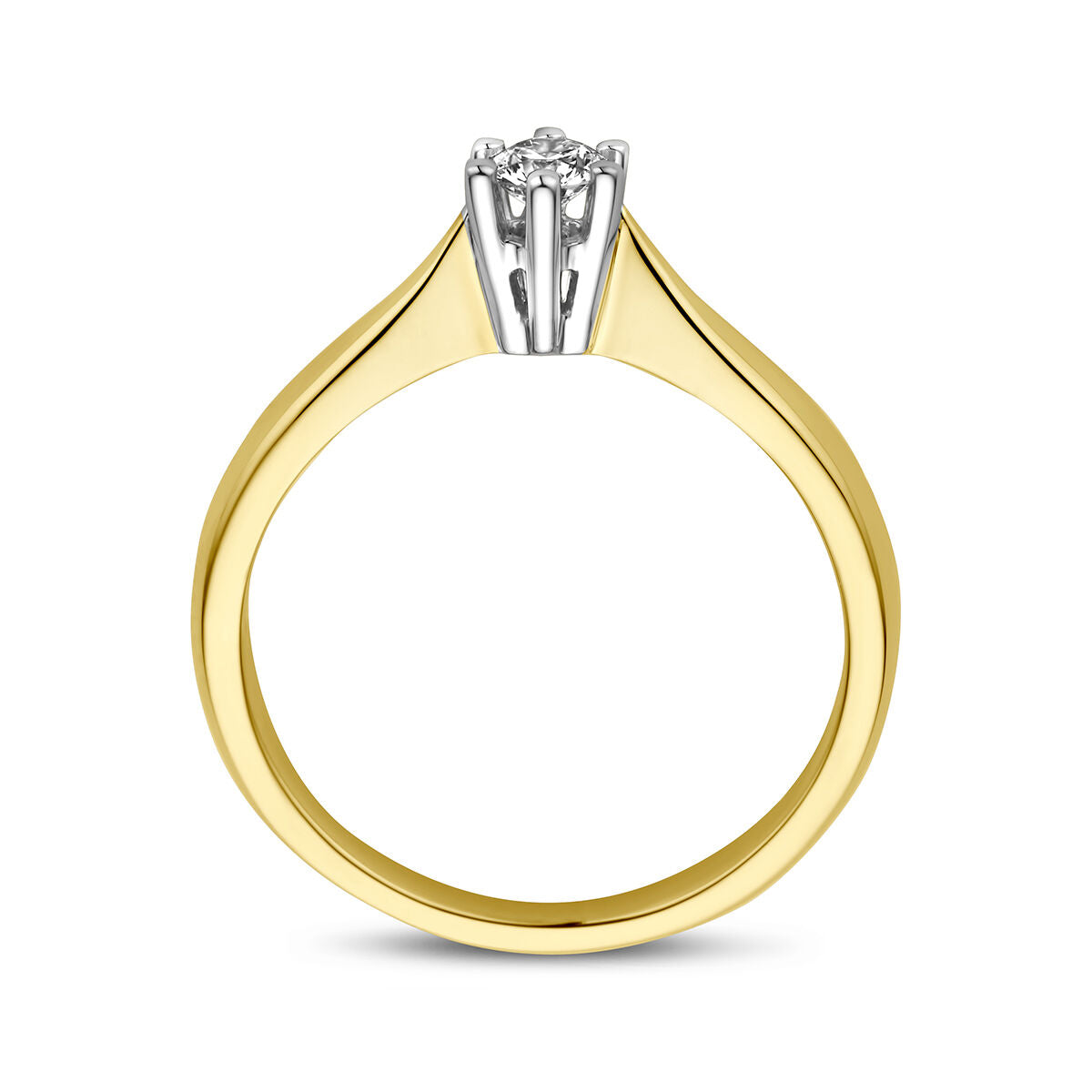 ring diamant 0.15ct h si 14K bicolor goud geel/wit