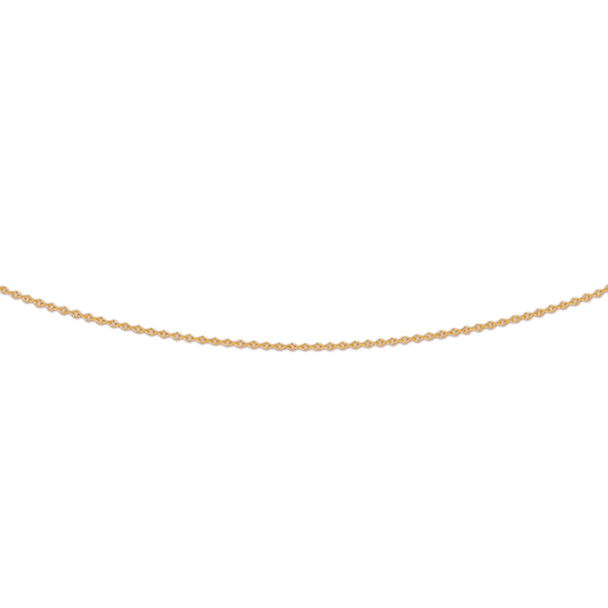 Collier van 14K roségoud met een platte schakel, verkrijgbaar in lengtes van 41, 43 en 45 cm.