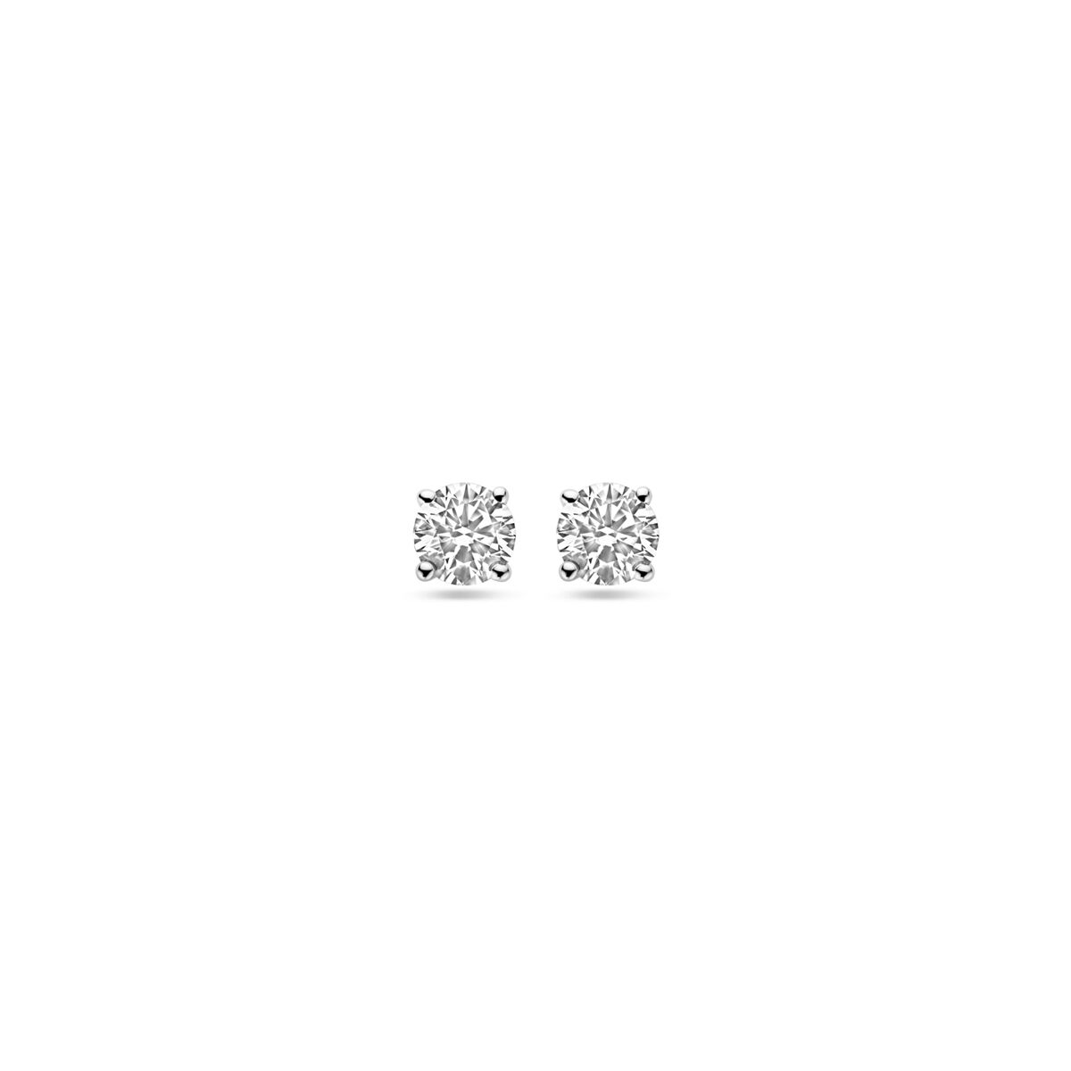 Oorknoppen van 14K witgoud met lab grown diamanten van 0,5 ct (twee keer 0,25 ct) en een vierkante vorm van 4 mm.