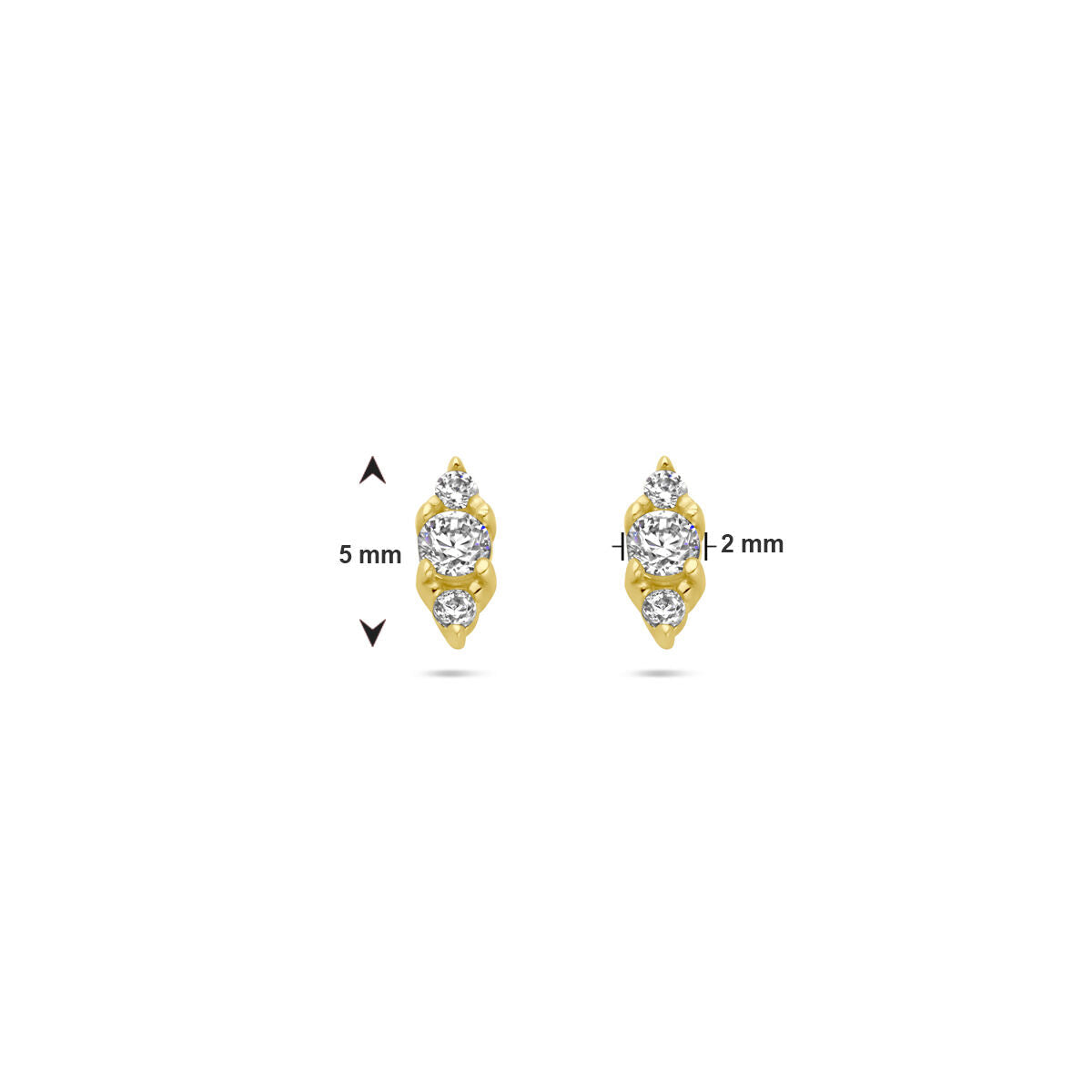 oorknoppen zirkonia 14K geelgoud
