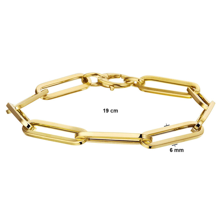 Gold bracelet ladies paper clip square tube 14K