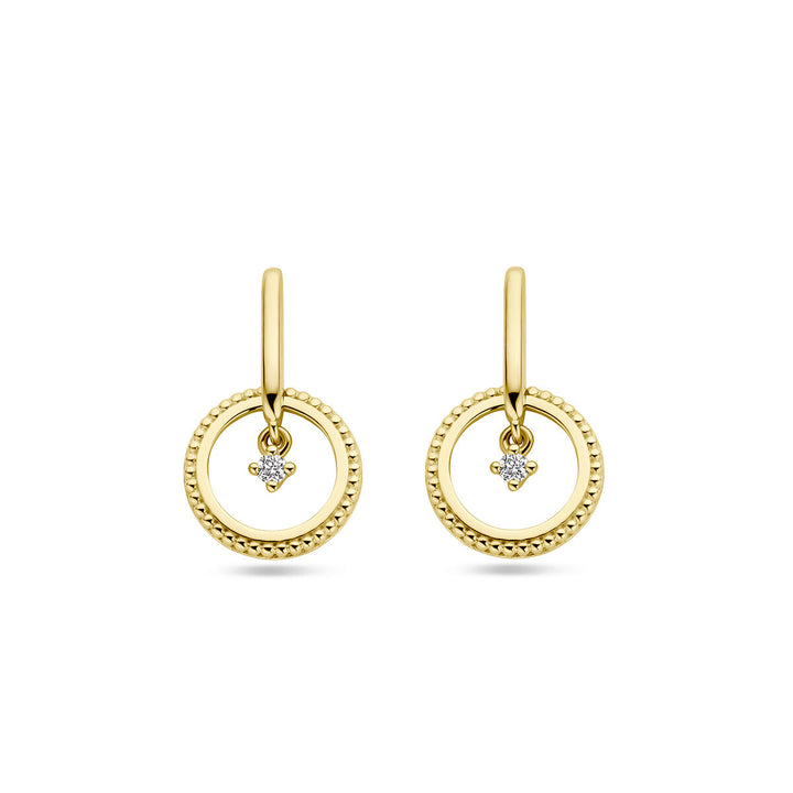 earrings circle diamond 0.06ct (2x 0.03ct) h si 14K yellow gold