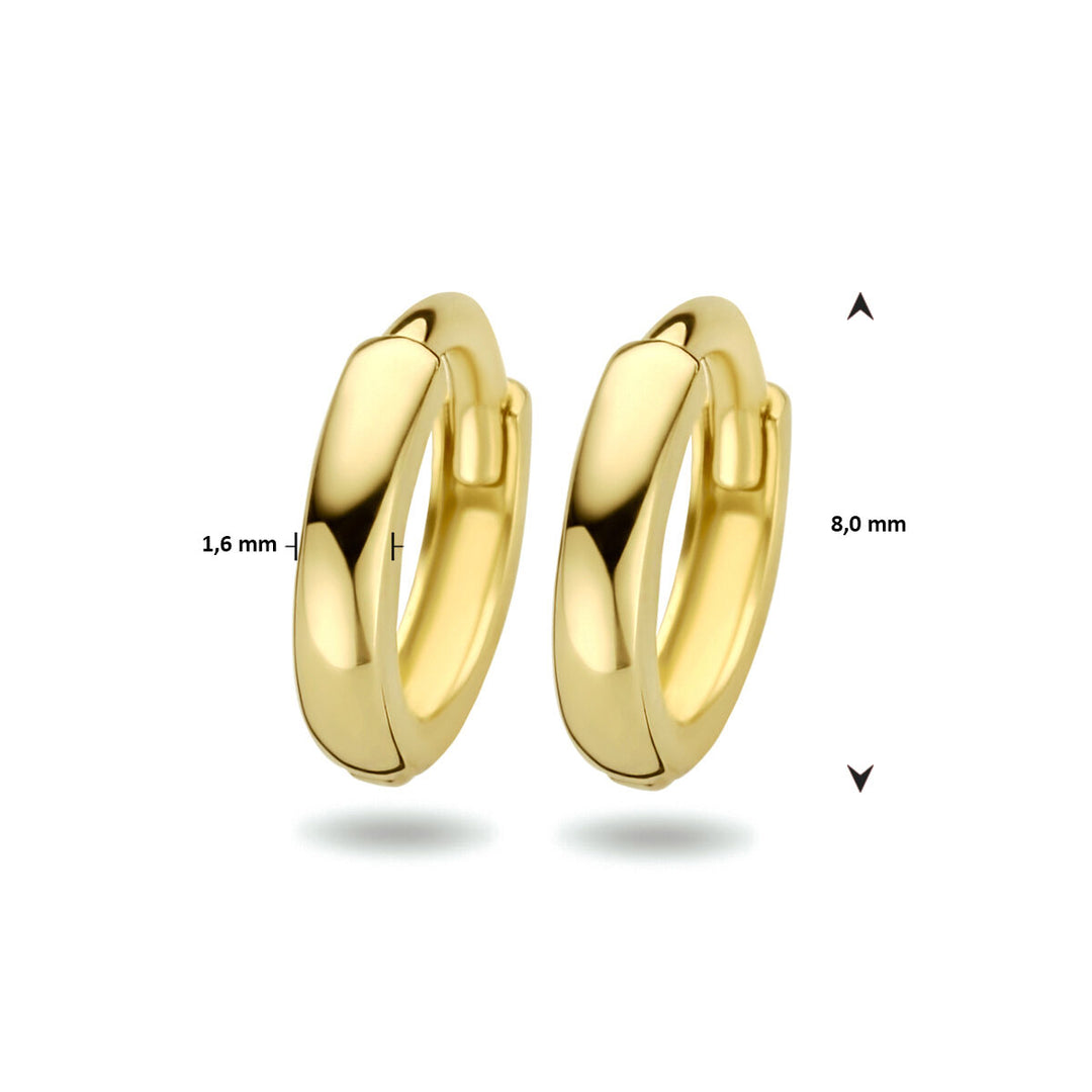 klapoorringen 1.6 x 8 mm 14K geelgoud