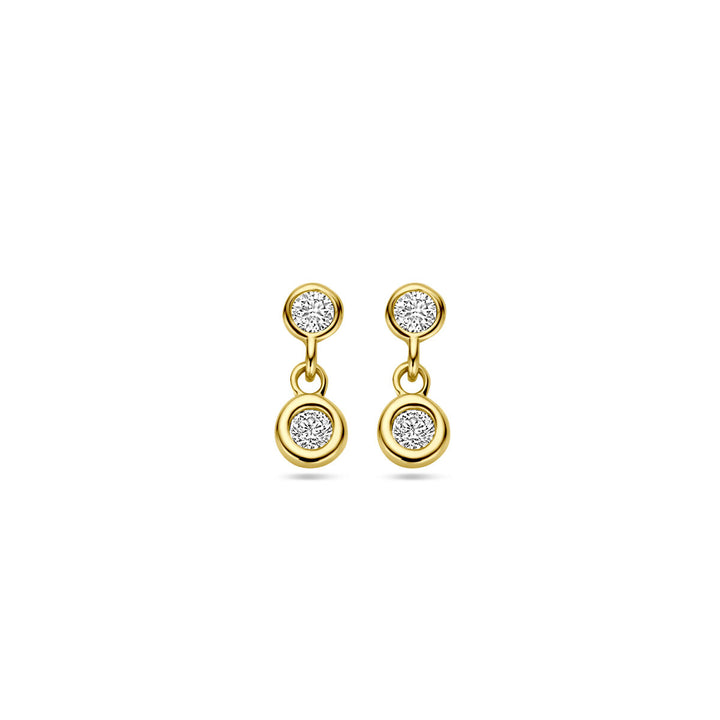 earrings zirconia 14K yellow gold