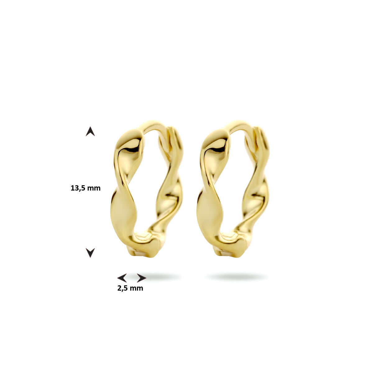 klapoorringen gedraaid 1 micron zilver verguld (geel)