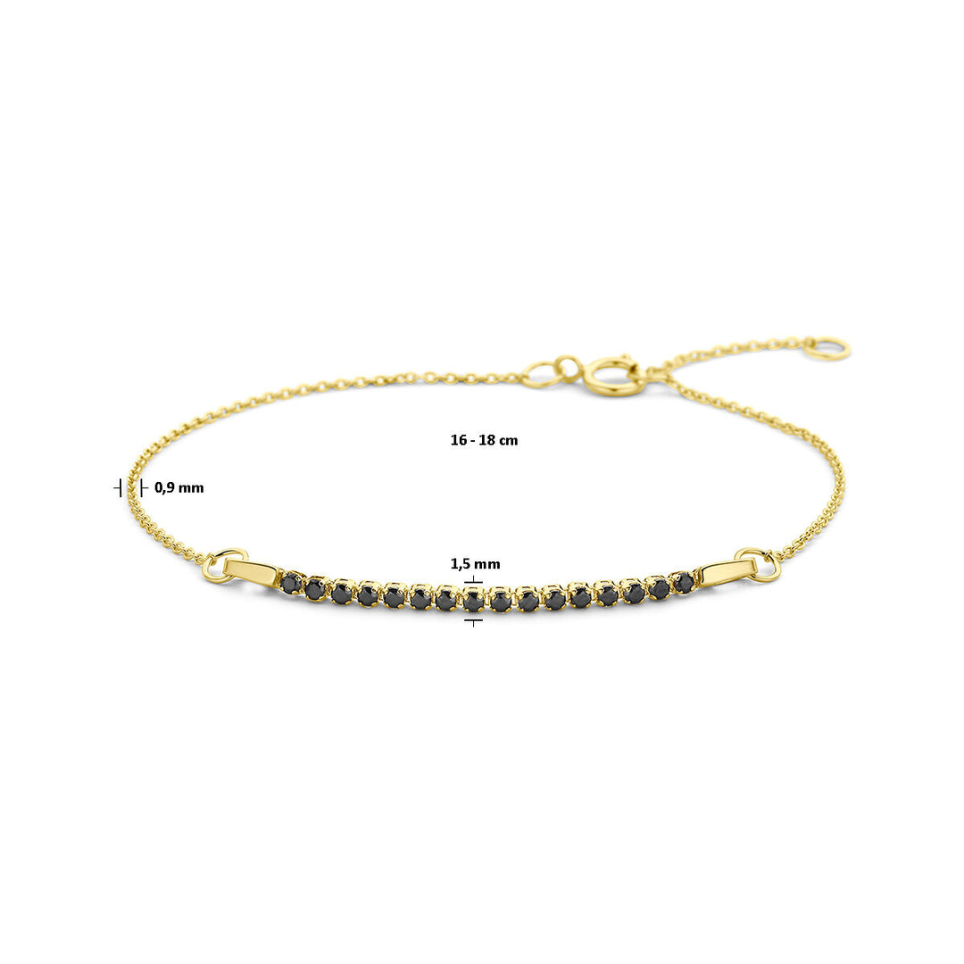 bracelet black spinel 16 - 18 cm 14K yellow gold