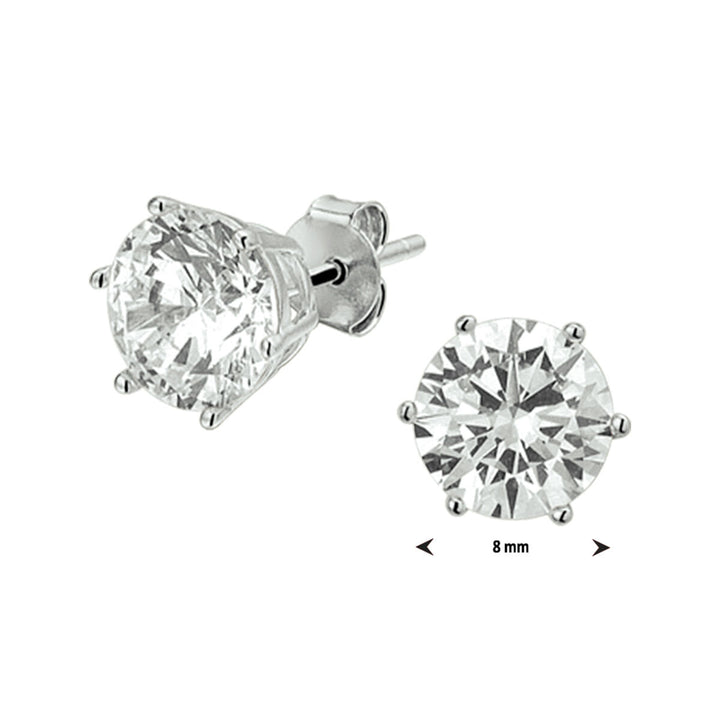 ear studs zirconia silver rhodium plated