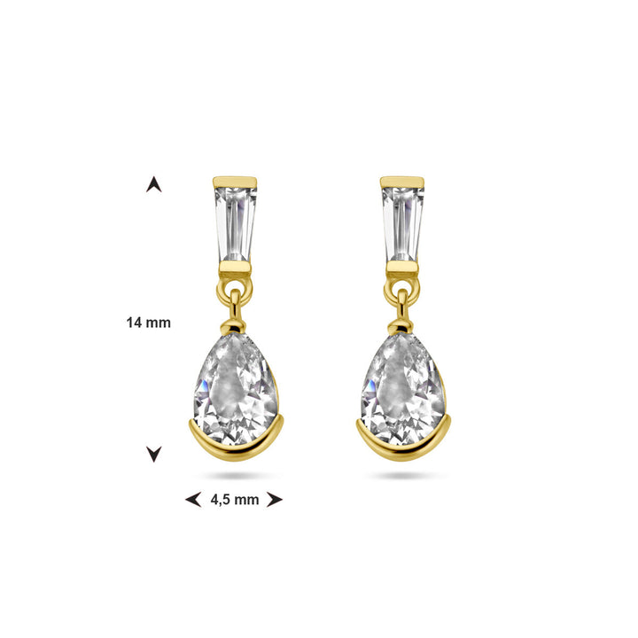 earrings zirconia 14K yellow gold