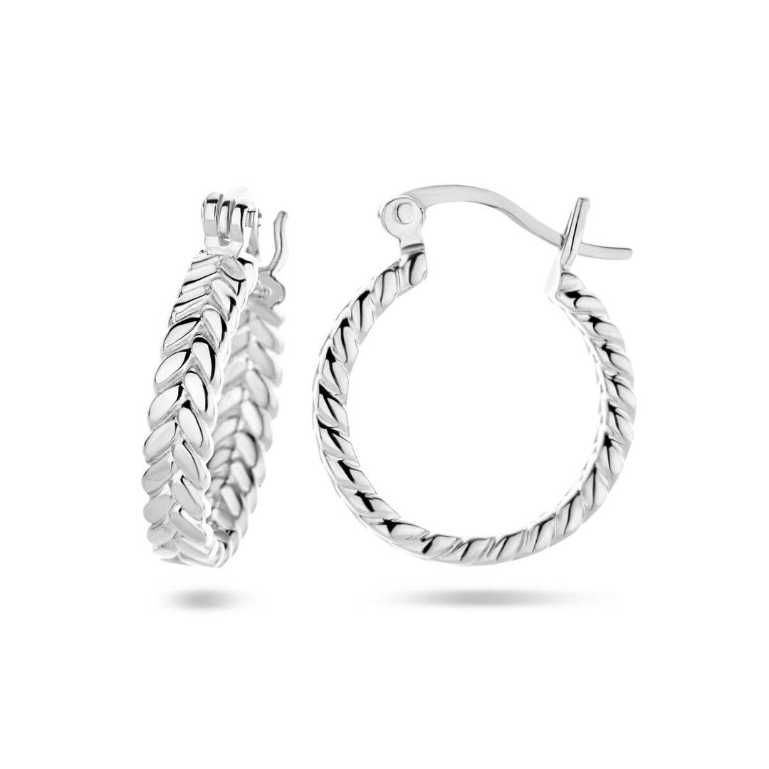 oorringen veermotief zilver gerhodineerd