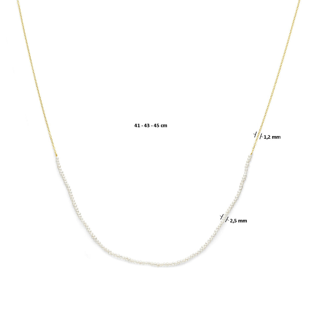 collier parels 41 - 45 cm 3 micron zilver verguld (geel)