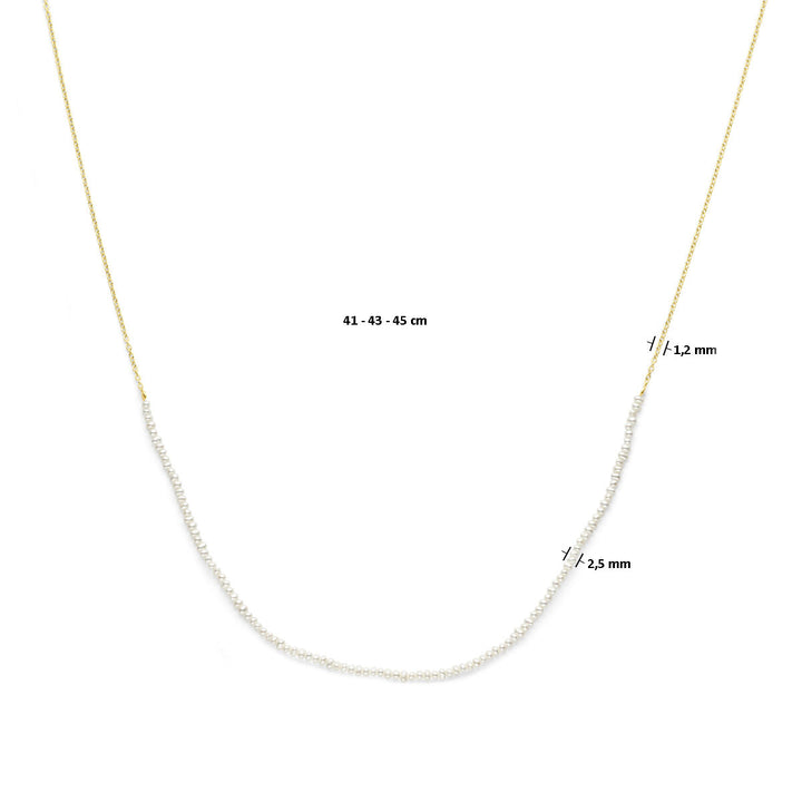 collier parels 41 - 45 cm 3 micron zilver verguld (geel)