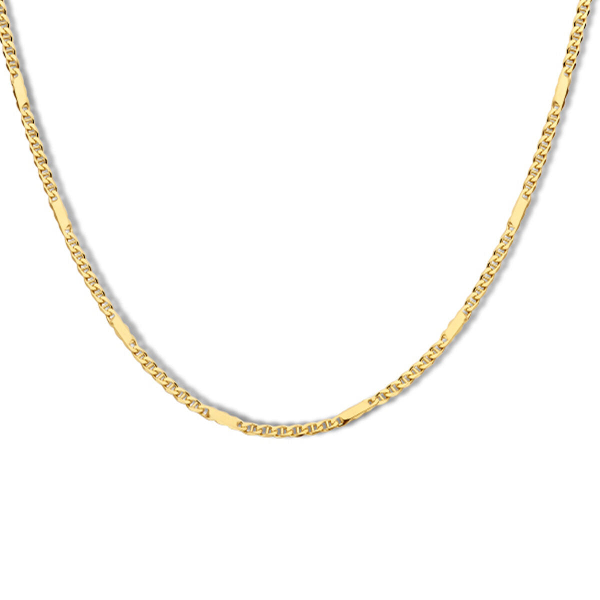 De Gouden ketting heren - collier valkenoog met tussenstuk 1,9 mm 14K van Van der Kooij Collectie heeft een strak, eenvoudig ontwerp in 14k goud, tegen een effen witte achtergrond.