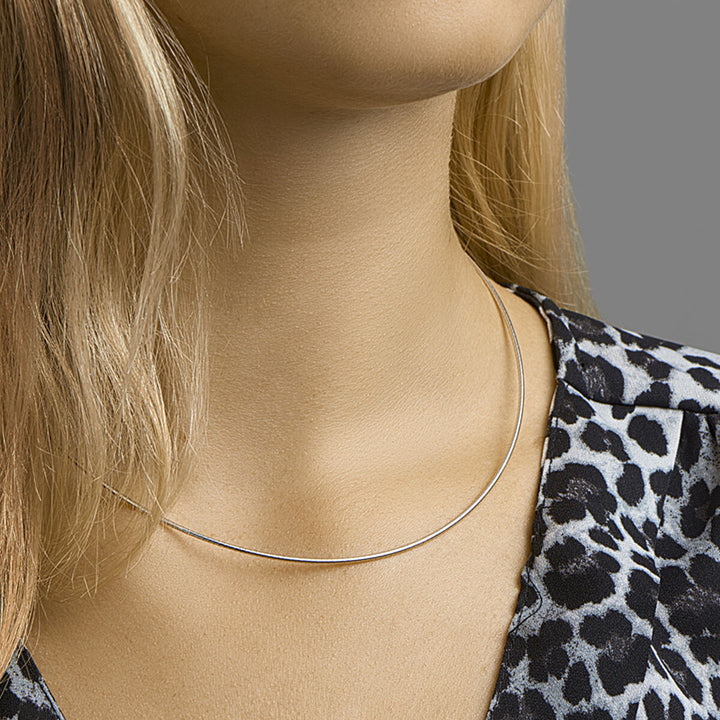 necklace omega round 1.4 mm silver rhodium plated