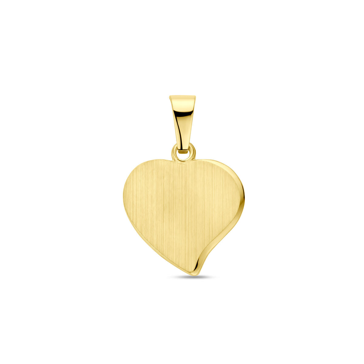 Hartvormige hanger van 14k geelgoud met een matte afwerking.