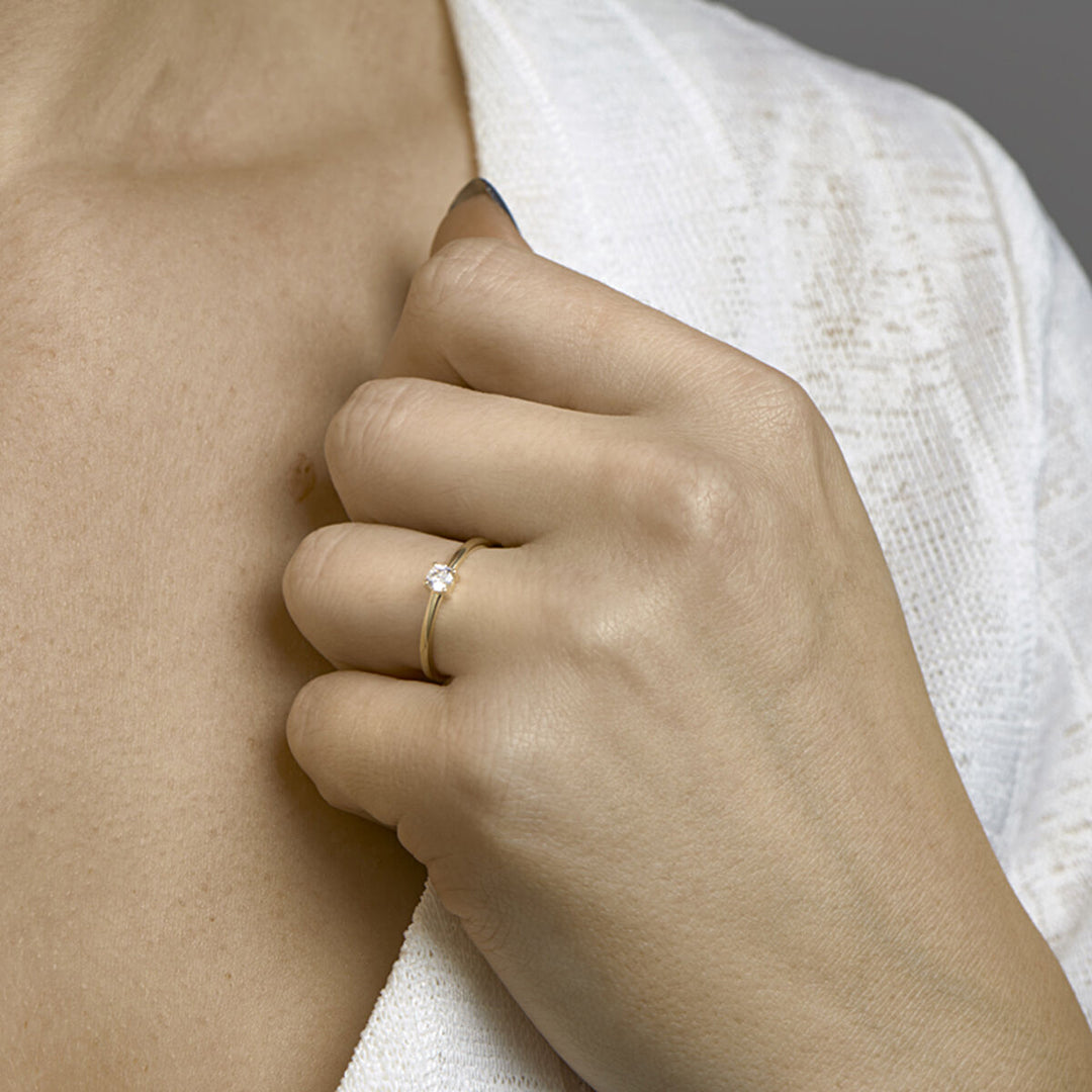 ring zirconia 14K yellow gold