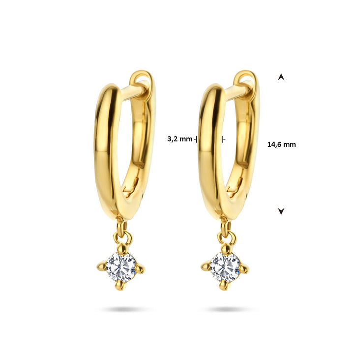 klapoorringen diamant 0.14ct (2x 0.07ct) h si 14K geelgoud