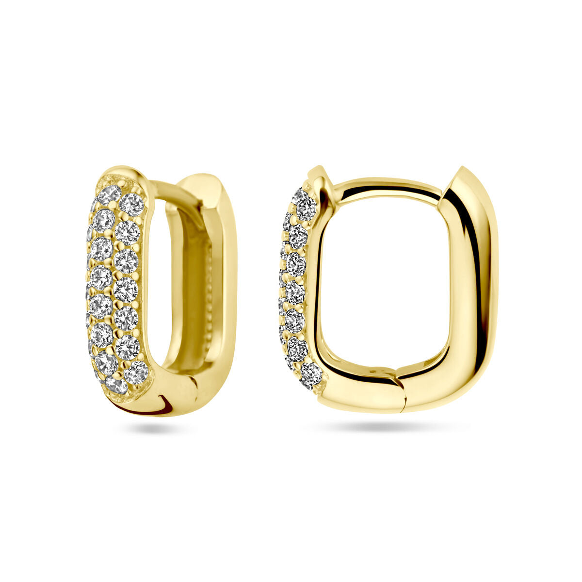 klapoorringen diamant 0.36ct (2x 0.18ct) h si 14K geelgoud