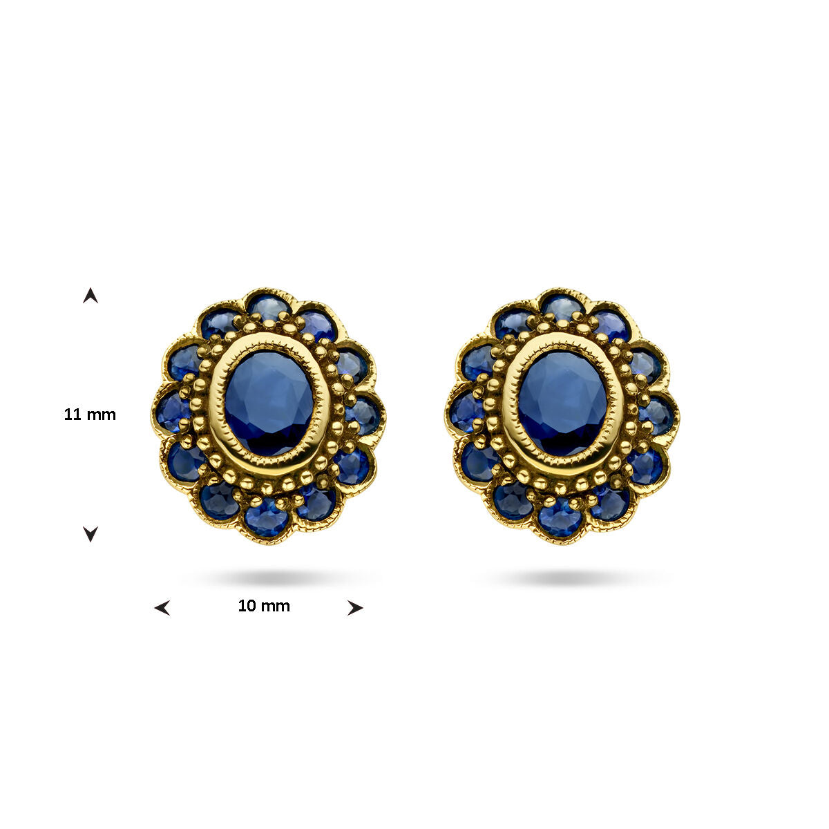 sapphire ear studs 14K yellow gold