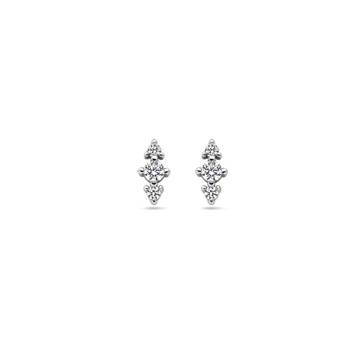 ear studs zirconia silver rhodium plated
