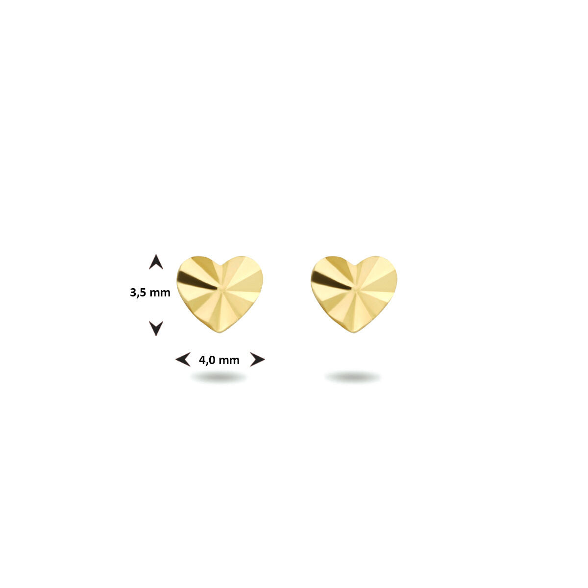 oorknoppen hart gediamanteerd 14K geelgoud
