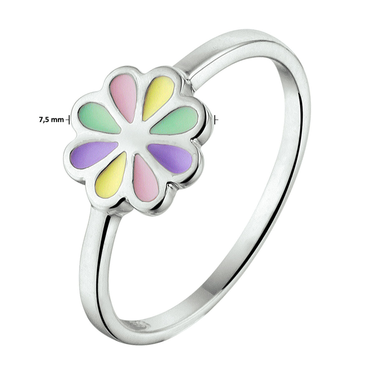 ring bloem zilver gerhodineerd